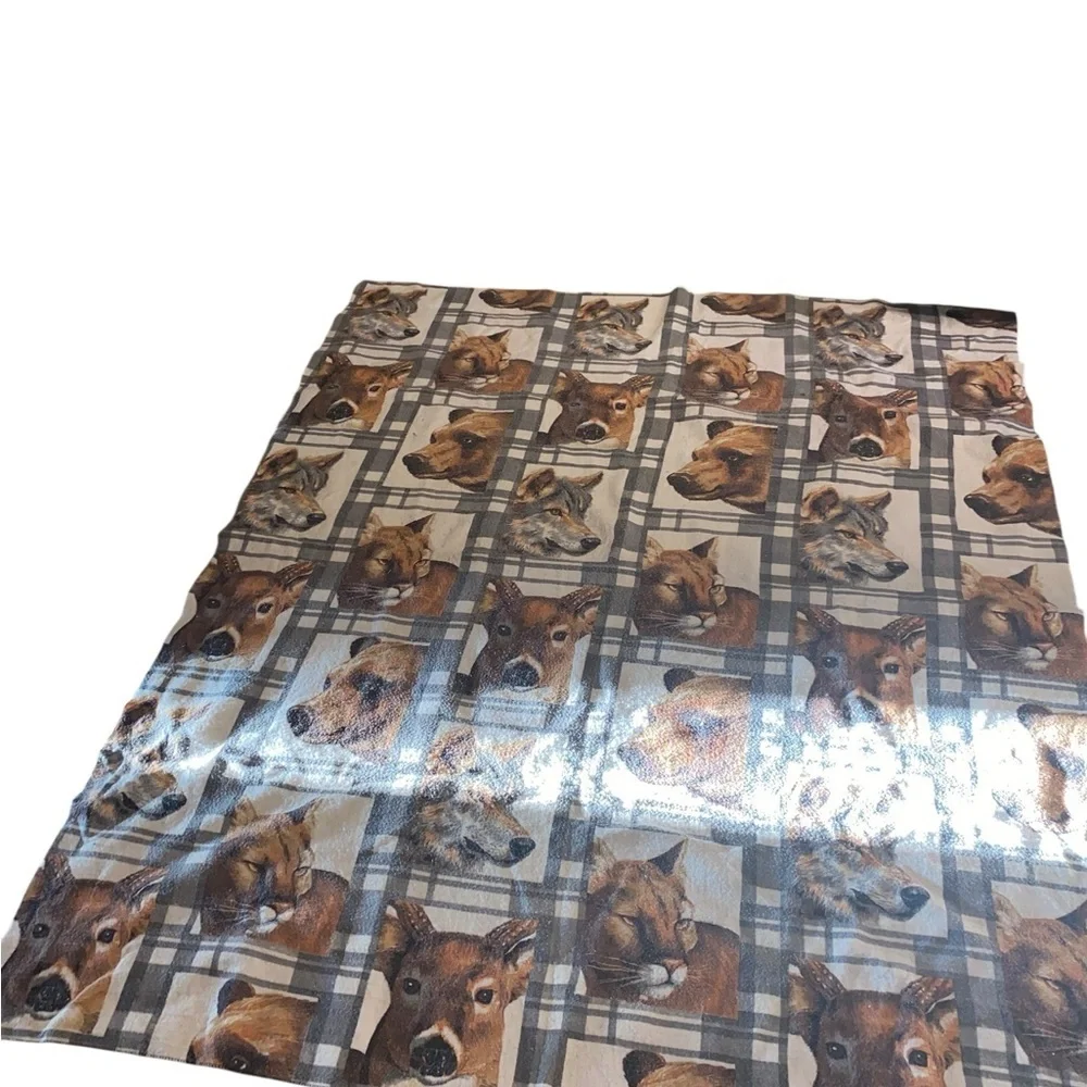 Vintage Rare Gray Plaid Animal Blanket Cabincore farmhouse bears wolves deer